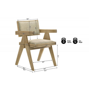 English Elm Light Oak Farmhouse Dining Arm Chairs Upholstered Set of Two for Kitchen Table B011P423324