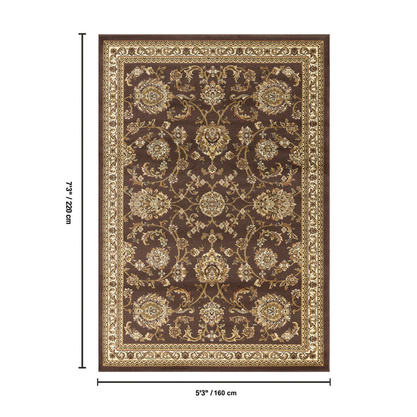 English Elm Classic Traditional Area Rug in Warm Brown Tones Low Pile Living Room Floor Accent B186P452286