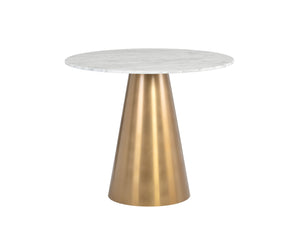 Sunpan Damon Bistro Table - Elegant Gold Base With Unique Matte White Marble Top For Modern Spaces White Marble 104426