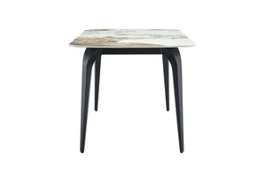English Elm Modern Sintered Stone Rectangular Dining Table with Gold Accent Metal Base W3493P436837