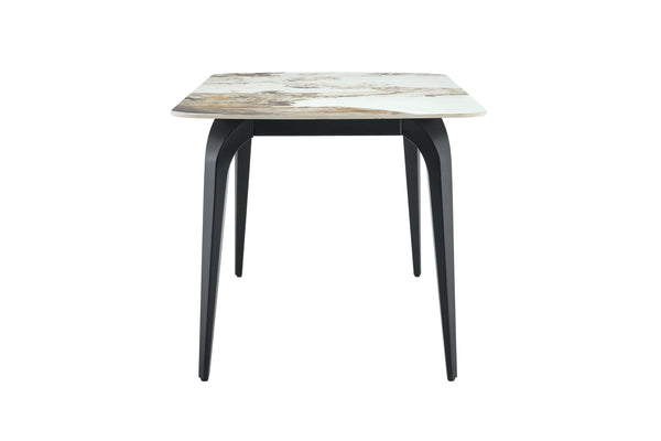English Elm Modern Sintered Stone Rectangular Dining Table with Gold Accent Metal Base W3493P436837