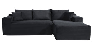 English Elm 2-Piece Convertible Corduroy L-Shaped Sofa With Pillows - Modular, Stylish, No Assembly Required! B2735P384505