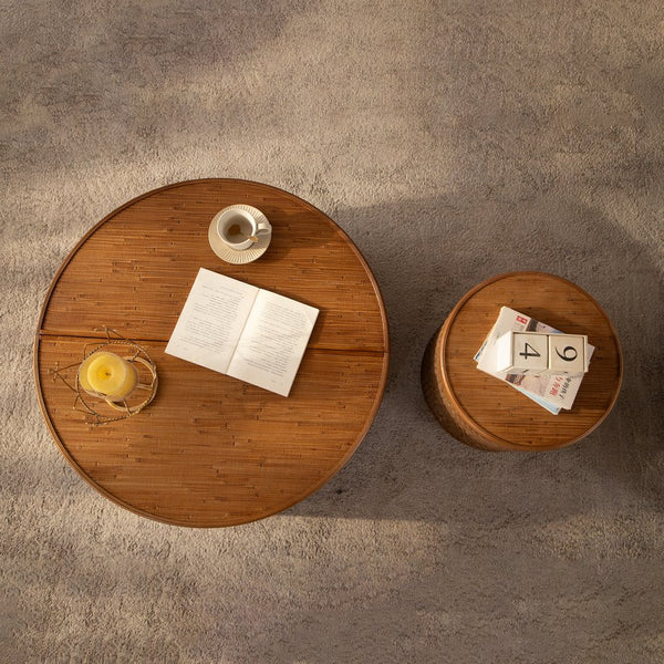English Elm Flower-shaped Rattan Coffee Table Boho Woven Design with Hidden Lift Top Storage W3081P464721