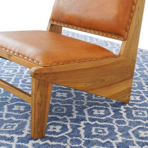 English Elm Talon Full-grain Leather Lounge Chair Solid Wood Frame Mid-century Modern Accent B183P301087