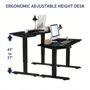 English Elm 55"×24" Electric Sit Stand Desk Steel Frame with Memory Presets and Usb-c Charging Port Black W614P376322