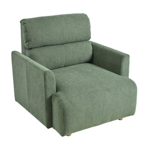 English Elm Oversized Storage Ottoman Accent Chair with Deep Wide Seat, Mid-Century Upholstered Lounge Sofa for Cozy Reading and Relaxation Dark Green W1028S00045