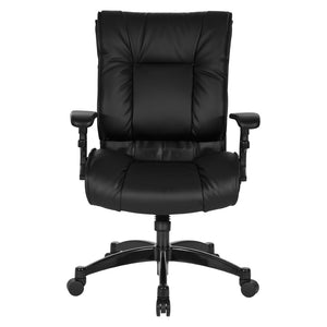 OSP Home Furnishings Leather Executive Conference Chair with Lumbar Support Pillow Top Seat and Ergonomic Arms Black 9333E-EC3