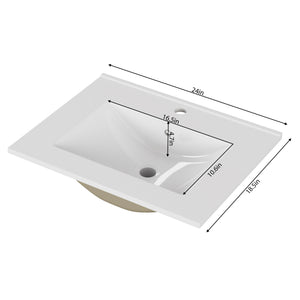 English Elm 24-inch Ceramic Undermount Bathroom Sink Gloss White Glaze with Pre-drilled Faucet Opening W3151P264908