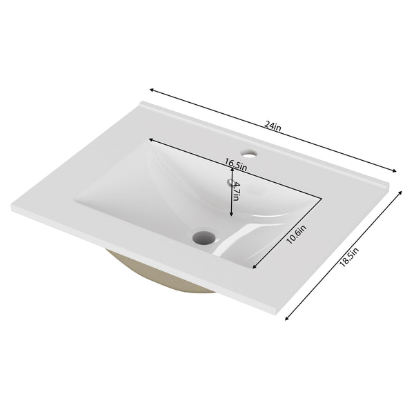 English Elm 24-inch Ceramic Undermount Bathroom Sink Gloss White Glaze with Pre-drilled Faucet Opening W3151P264908