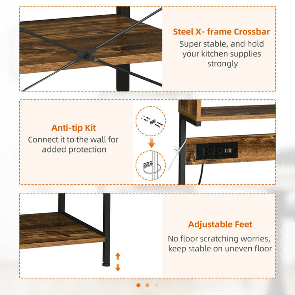 English Elm HOMCOM Mobile Kitchen Island Cart with Solid Wood Top, Drawer, Cabinet & Towel Rack for Dining Room Rustic Brown W2225P217421