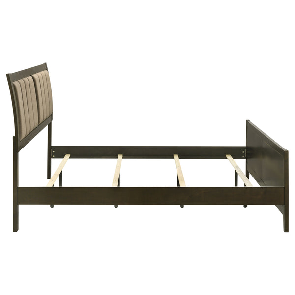 English Elm Clement Channel Tufted Eastern King Upholstered Bed with Warm Cocoa Fabric Panels B062S01705