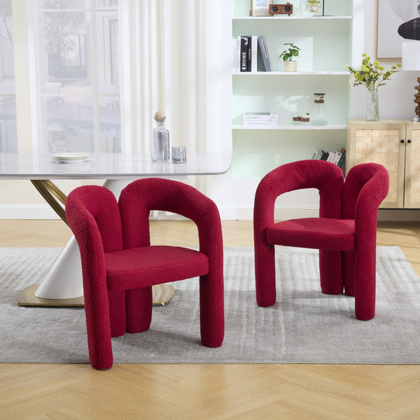 English Elm Contemporary Velvet Upholstered Barrel Accent Chair with Curved Support, Foam Seat, Steel Frame Finish Red W395P224755