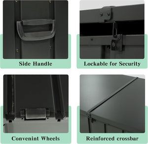 English Elm 200 Gallon Galvanized Steel Outdoor Deck Box Lockable Weatherproof Patio Pool Storage Dark Gray W1859P445933