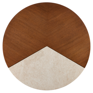 Dakota Cocktail Table - Mid-Century Modern Design with Oak, Marble Top & Brass Accents for Elegance