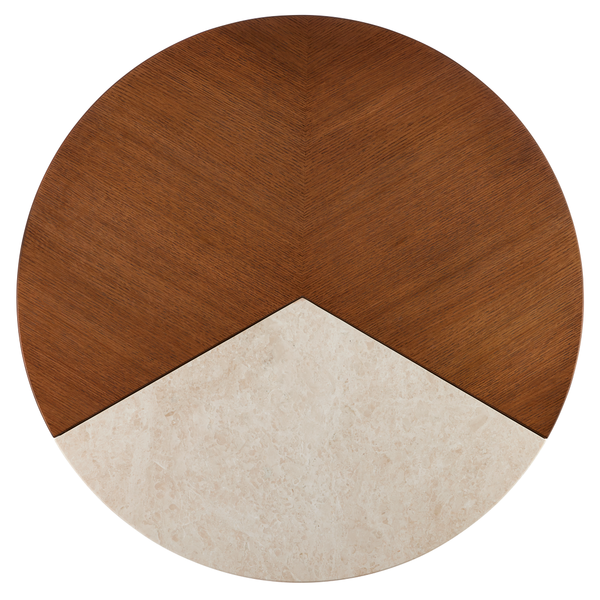 Dakota Cocktail Table - Mid-Century Modern Design with Oak, Marble Top & Brass Accents for Elegance