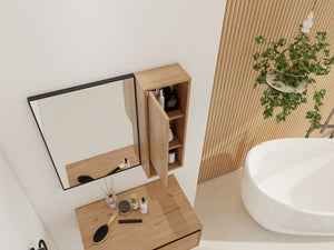 English Elm 10'' Wall Mounted Mirrored Bathroom Cabinet Plywood Build with Soft Close Hinge Storage W999P470298