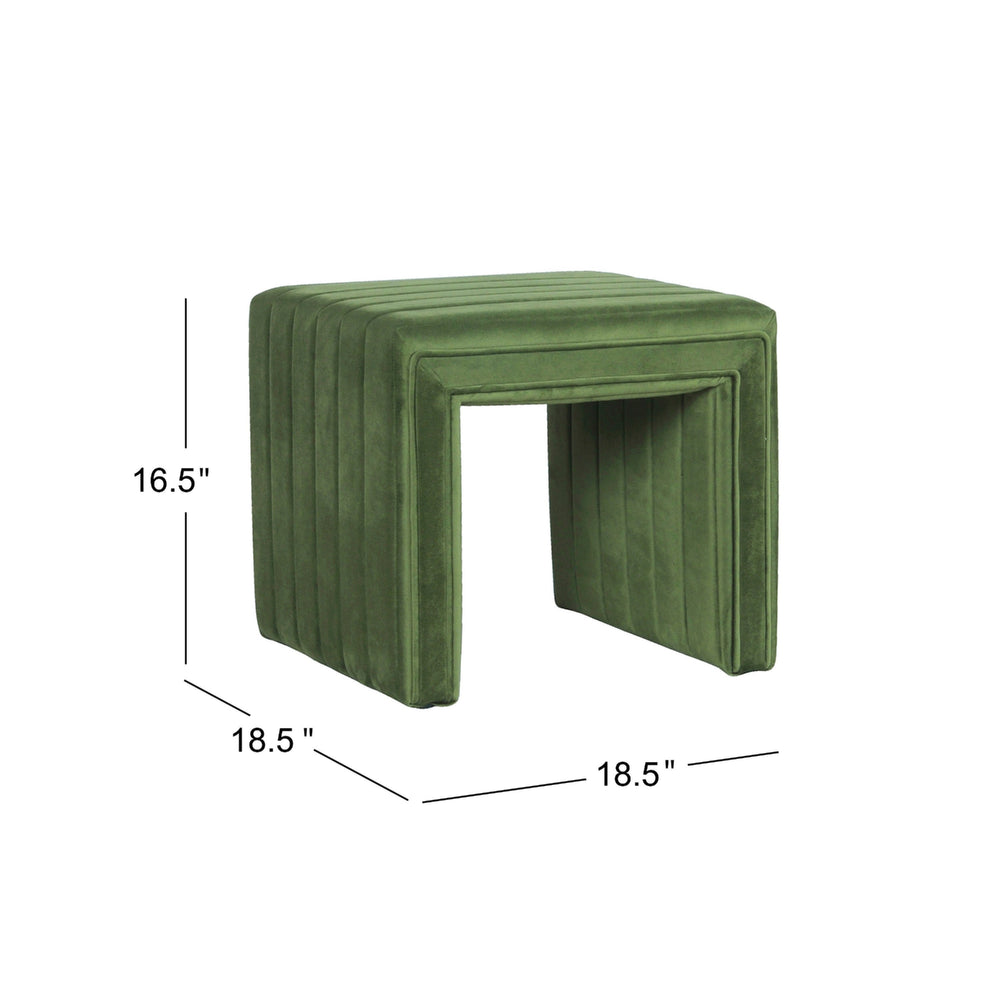 English Elm Ada Velvet Channel Tufted Square Ottoman Compact Accent Seat for Living Room B056P416980