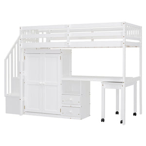 English Elm Queen Murphy Bed with Integrated Desk Cabinet Shelves Space Saving Studio Solution White N708S00013K
