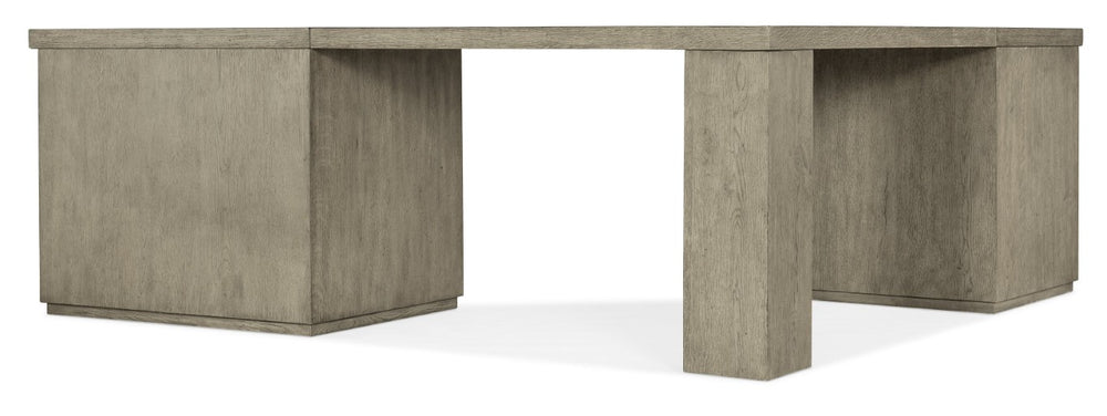 Hooker Furniture Linville L-Shaped Corner Desk With Locking File Drawers, Oak Veneer Mink Finish, Spacious Workstation Gray 6150-10935-85