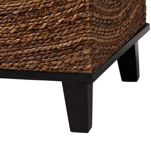 English Elm Bohemian Handwoven Rattan Console Table with Scalloped Base for Entryway or Living Room B2750P467752