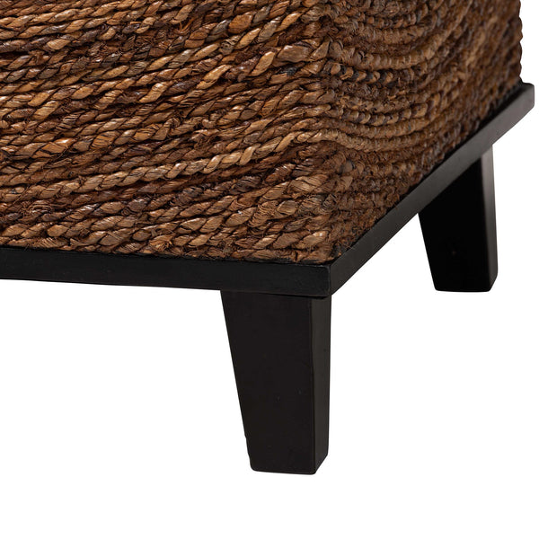English Elm Bohemian Handwoven Rattan Console Table with Scalloped Base for Entryway or Living Room B2750P467752