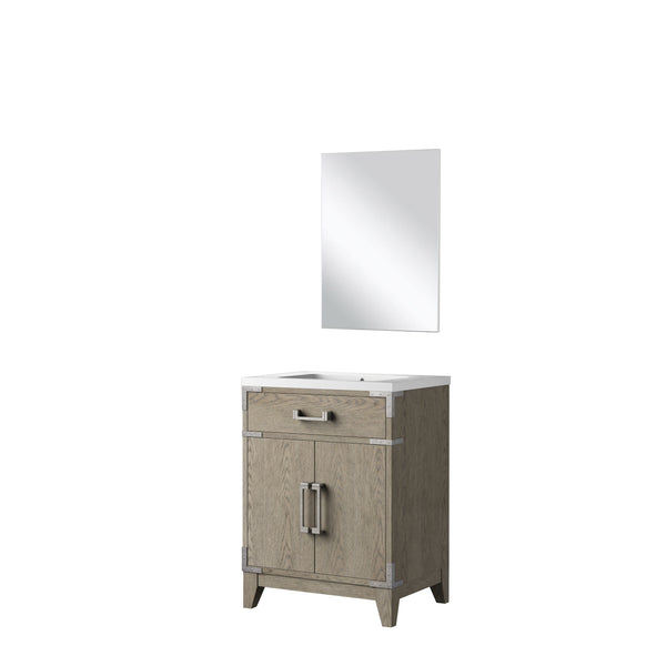 English Elm Grey Oak Single Bath Vanity with Acrylic Countertop, Soft-Close Cabinet, Mirror Included, 24"W B2731S01452
