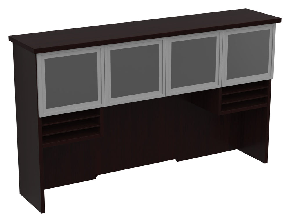 OSP Home Furnishings Tuxedo Modern Display Hutch with Aluminum Framed Panels for Dining or Living Room Storage Glass/Aluminum TUXDKR-42
