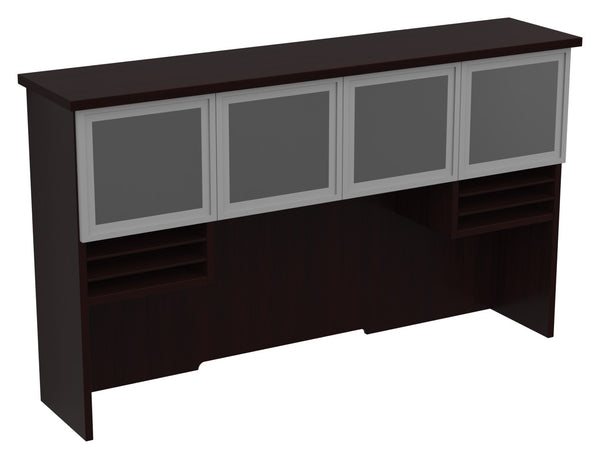 OSP Home Furnishings Tuxedo Modern Display Hutch with Aluminum Framed Panels for Dining or Living Room Storage Glass/Aluminum TUXDKR-42