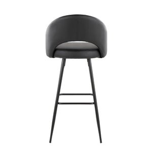 English Elm Fixed-height Metal Frame Barstools with Upholstered Seats and Geometric Footrest Set of 2 Black B202S01943