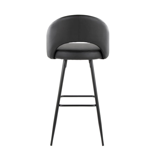 English Elm Fixed-height Metal Frame Barstools with Upholstered Seats and Geometric Footrest Set of 2 Black B202S01943