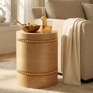 English Elm 15.35 Inch Dark Veneer Curved Tiered End Table for Modern Minimalist Living Rooms N772P412293N