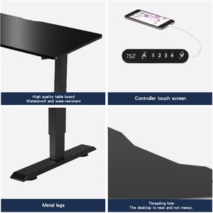 English Elm 55"×24" Electric Sit Stand Desk Steel Frame with Memory Presets and Usb-c Charging Port Black W614P376322