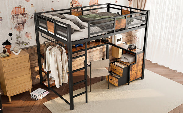 English Elm Twin House Bunk Bed with Slide Storage Stairs and Safety Rails for Kids Rooms W1580S00432