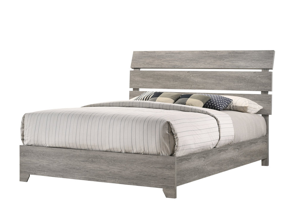 English Elm 1Pc Queen Platform Bed With Curved Headboard - Rustic Weathered Gray Charm For Modern Bedrooms B2741S00400