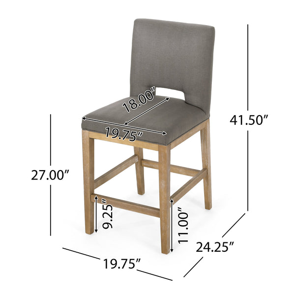 English Elm Christopher Knight Home® - COUNTER Grey Fabric Counter Stool with Padded Back, Sustainable Wooden Frame, Compact Comfort Seat 72489.00DPGRY