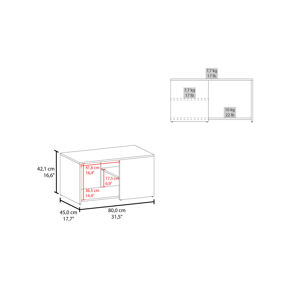 English Elm Kaibito Modern Coffee Table with Open Storage Shelves, White & Natural Oak Finish for Living Room B128P263708