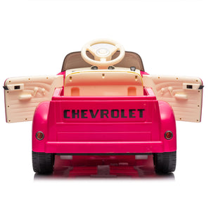 English Elm 12v Chevrolet 3100 Licensed Vintage Pickup Ride on Truck with Led Lights and Parent Remote Pink W1578P214161