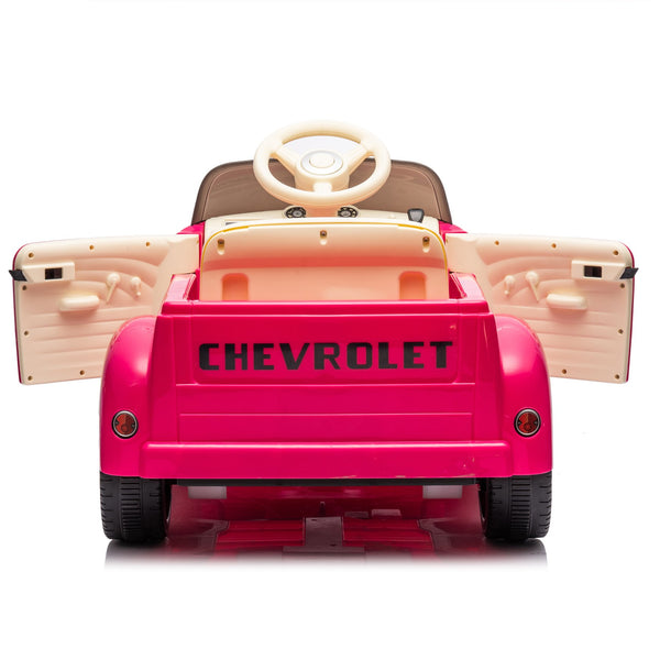 English Elm 12v Chevrolet 3100 Licensed Vintage Pickup Ride on Truck with Led Lights and Parent Remote Pink W1578P214161
