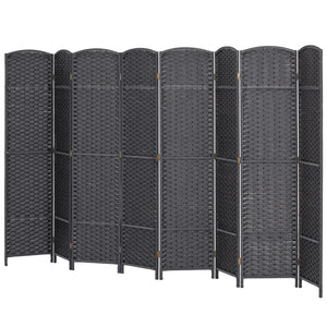 English Elm 8 Panel Bamboo Paper Rope Woven Folding Divider Arched Pine Frame Studio Privacy T3971P405311