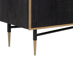 Sunpan MARKWOOD Sideboard – Handcrafted Dark Brown Mango Wood with Antique Brass Frame for Elegant Storage 106696