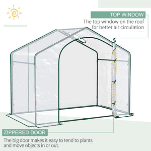 English Elm Outsunny 6' X 3' X 5' Walk-In Greenhouse With Pvc Cover, Zippered Door, Steel Frame For Year-Round Growth W2225P174456-GIGA