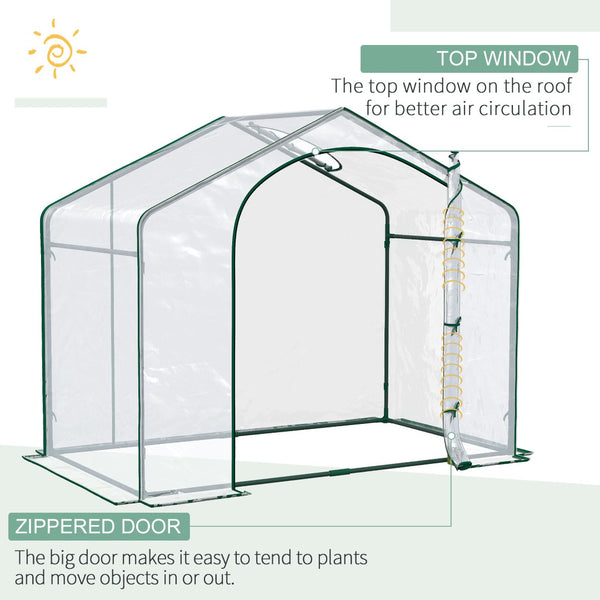 English Elm Outsunny 6' X 3' X 5' Walk-In Greenhouse With Pvc Cover, Zippered Door, Steel Frame For Year-Round Growth W2225P174456-GIGA
