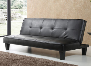 English Elm Alan Adjustable G110-S Sofa Bed with Button Tufted Headboard, PU Upholstery, Height 41"-53" Black 39 L x 67 W x 7 H B078107958