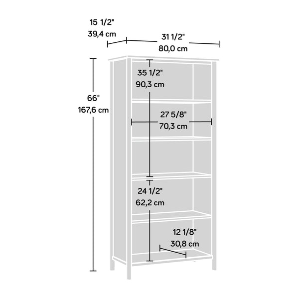 English Elm 5-Shelf Engineered Wood Bookshelf in Brown Finish — Lightweight, Durable 31.5"x15.5"x66.1" Display Unit B356P367959