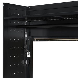 English Elm Twin Bunk Bed with Storage Drawers Hanging Rail Led Shelves and Pegboard Organizer Black LT000282AAB