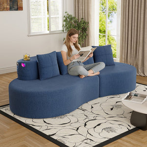English Elm Modern Half Moon Chenille Sectional Three Seat Curved Sofa for Living Room or Apartment Navy W395P435340