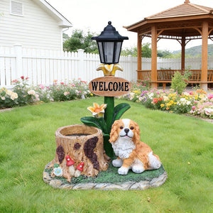 English Elm Sitting Corgi Resin Planter Sculpture Whimsical Porch Garden Decor with Succulent Cavity W5398P464242