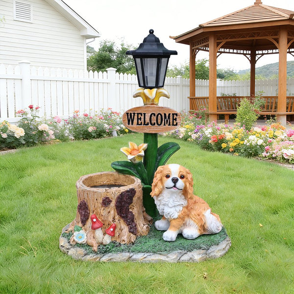 English Elm Sitting Corgi Resin Planter Sculpture Whimsical Porch Garden Decor with Succulent Cavity W5398P464242