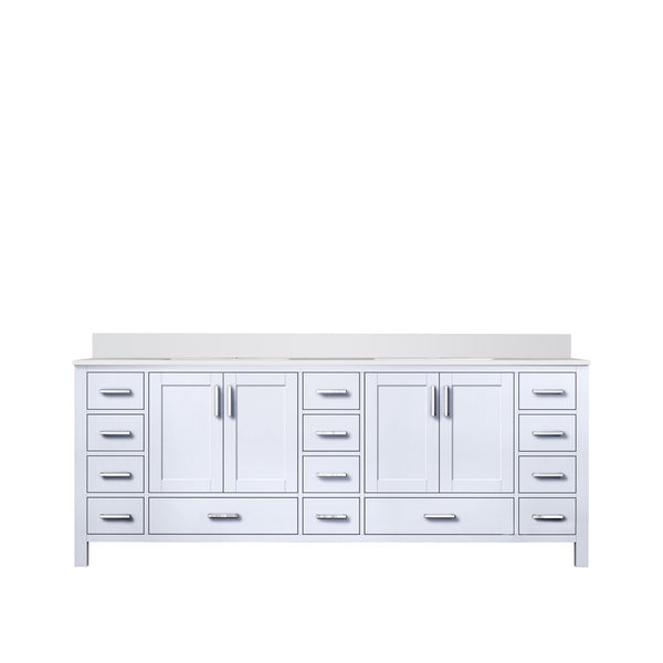 English Elm White Double Bath Vanity With Cultured Marble Top, 84” W X 22” D – Elegant Storage & Style Upgrade B2731P259148-GIGA