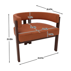 English Elm Modern Chenille Barrel Dining Chair with Metal Base, Plush Foam Seat, Compact Accent Seat for Home Orange W395P233458